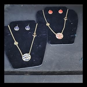 2 Nautical Striped Necklace and Earrings Sets